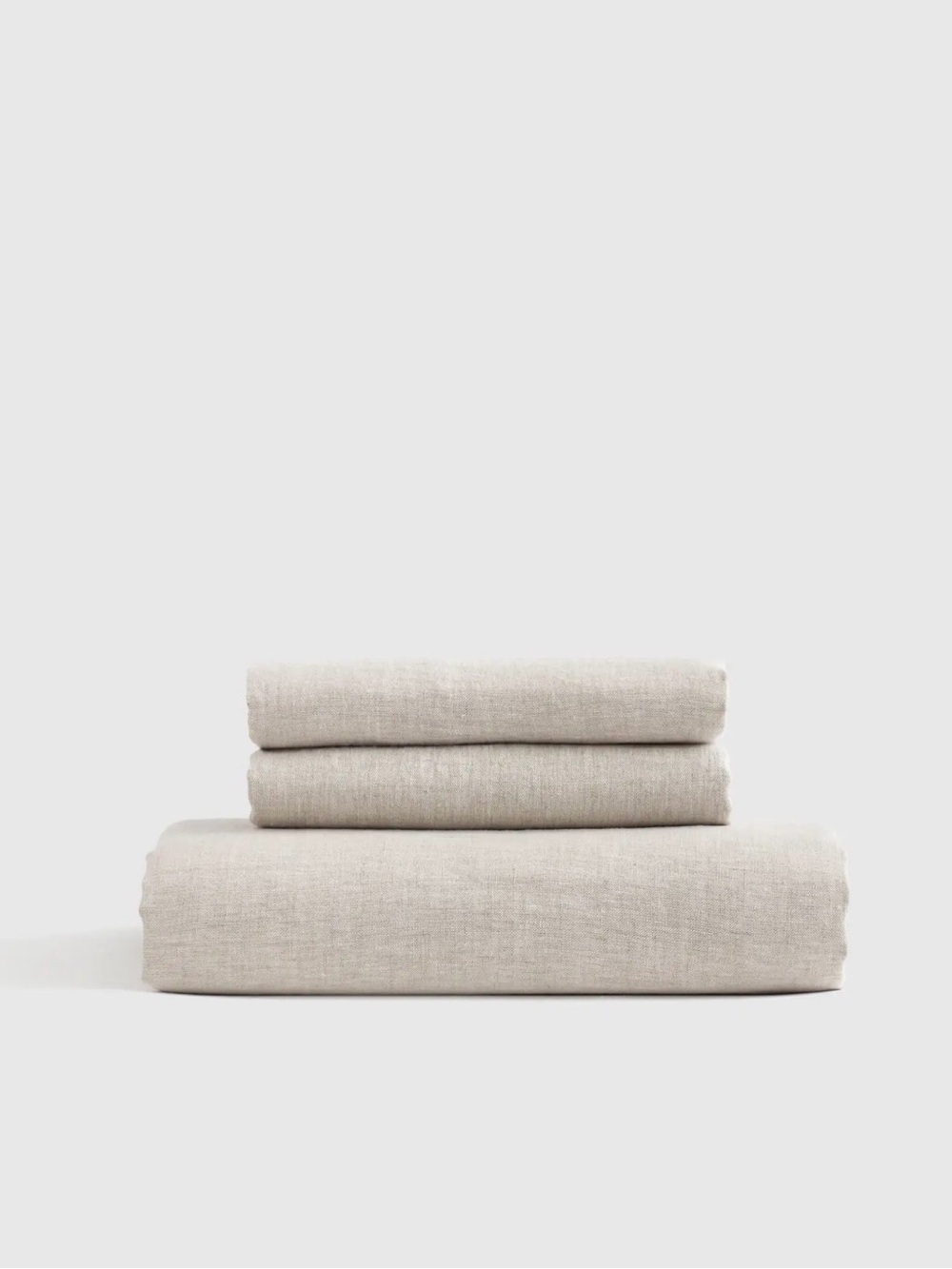 Quince European Linen Chambray Fitted Sheet Set in Natural, Twin